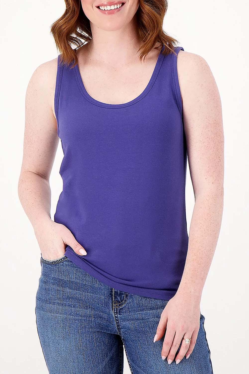 Candace Cameron Bure Scoop Neck Jersey Knit Tank Top Velvet Blue