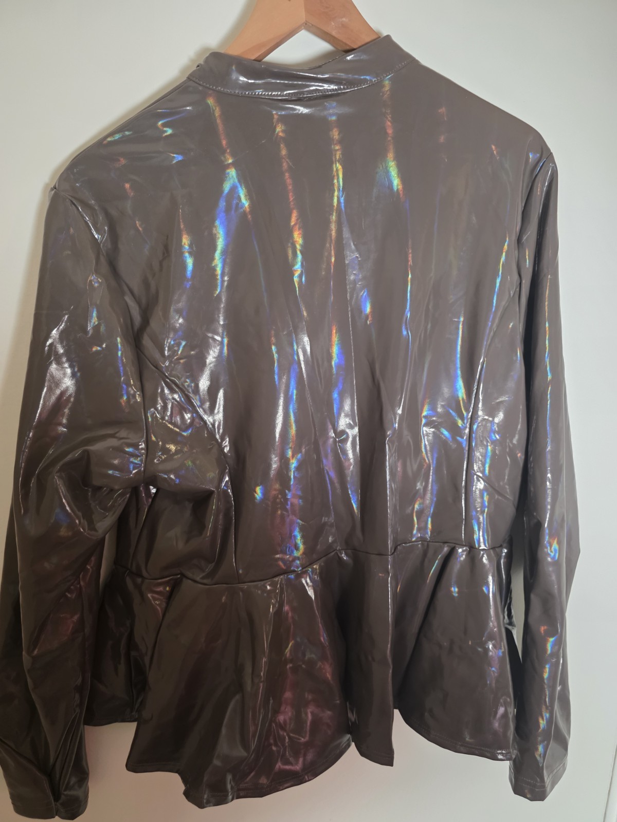 Sexy Shiny PU Zip Up Top Shein 2XL Streetwear Clubwear Cool Kinky Fetish