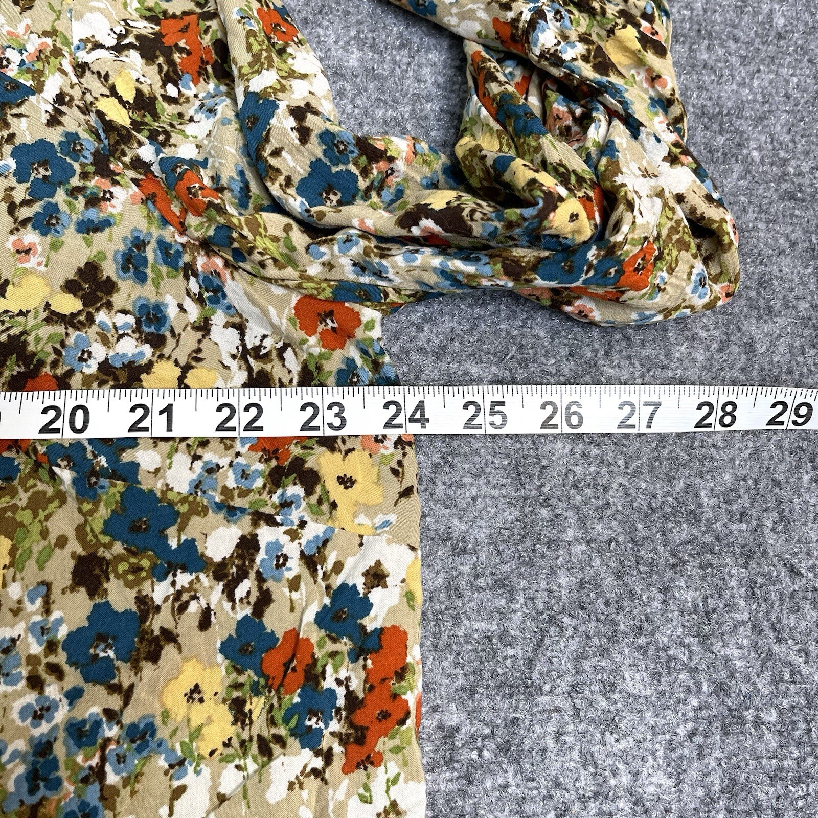 J Jill Top Womens 1X Ditzy Floral Covered Button Front Removable Tie Blouse