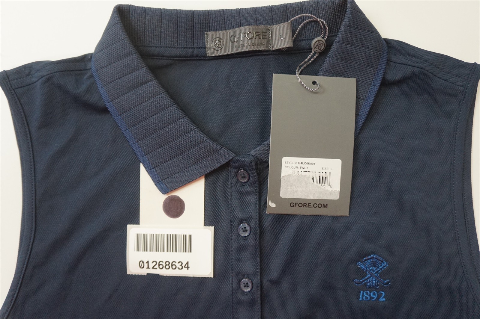 G/Fore Golf Sleeveless Polo Womens Size Large TWLT Regular 922B 01268634 New