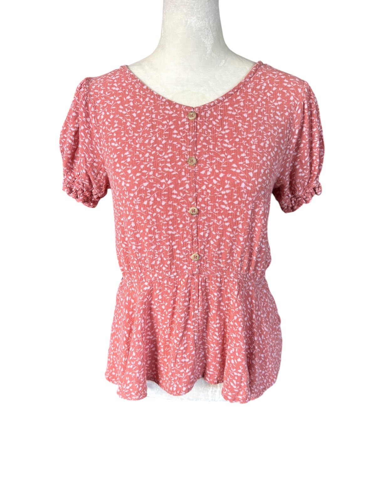 Art Class women’s pink floral peplum top size XL 14/16
