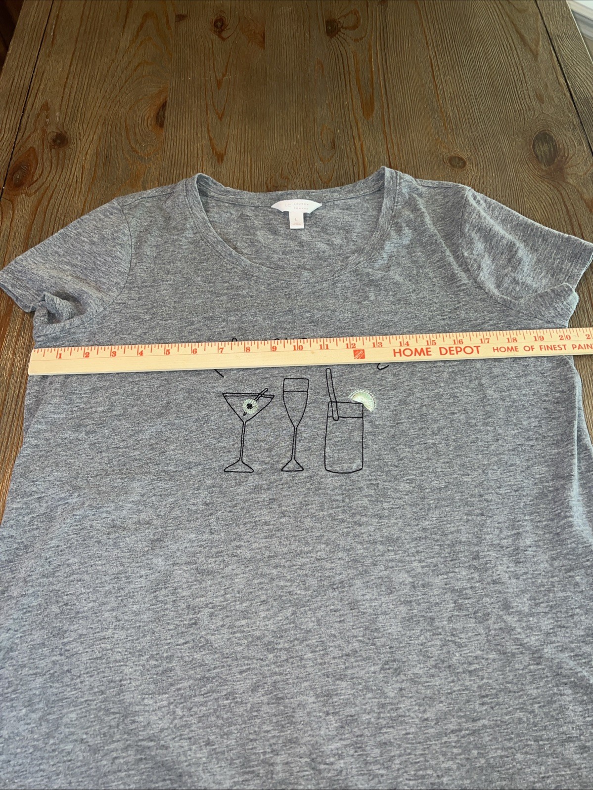 Lauren Conrad Pick Your Potion Tshirt Size L Grey Martini Champagne Drinks