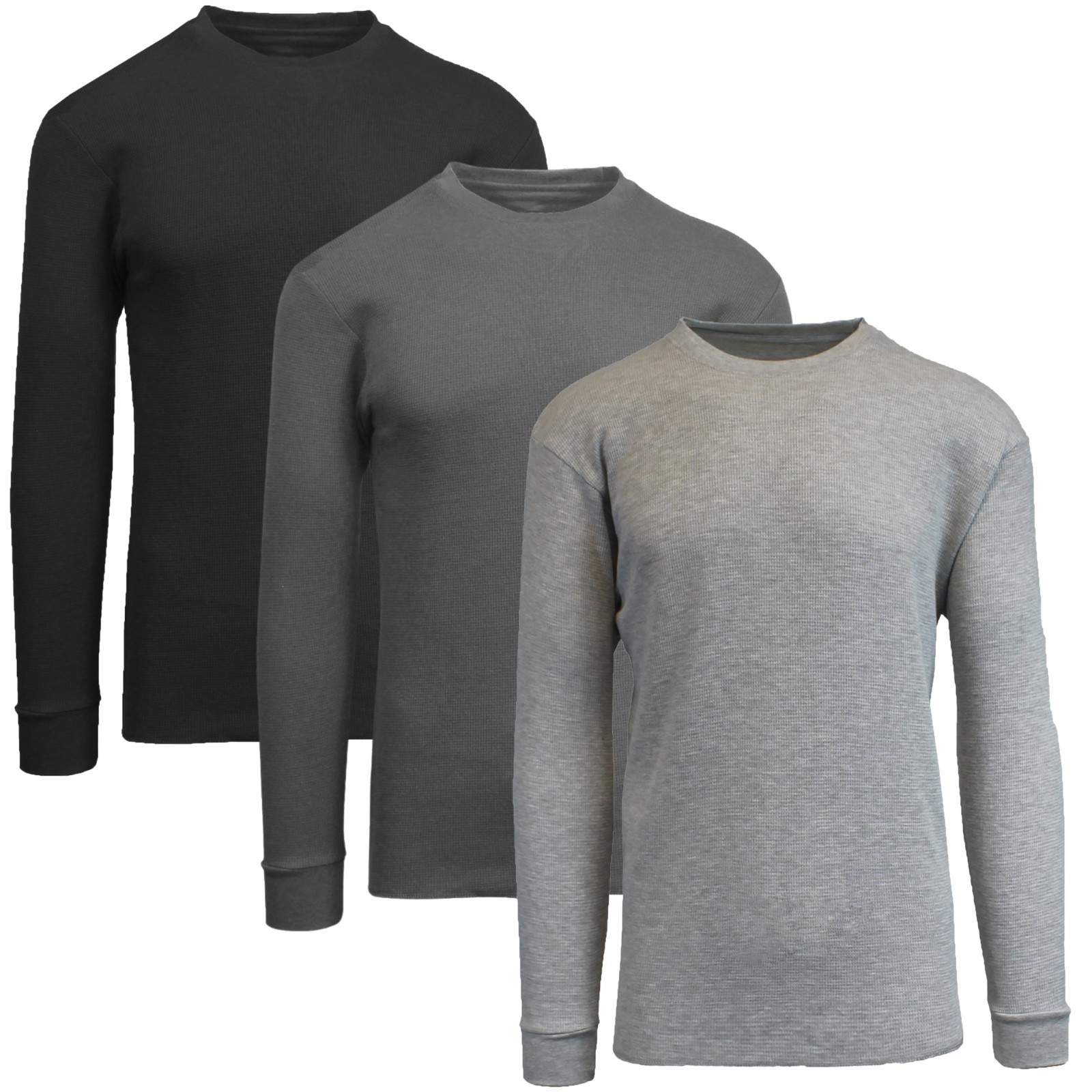 Women’s 3-Pack Long Sleeve Thermal Shirts Soft Knit Ribbed Classic Tops (S-2XL)