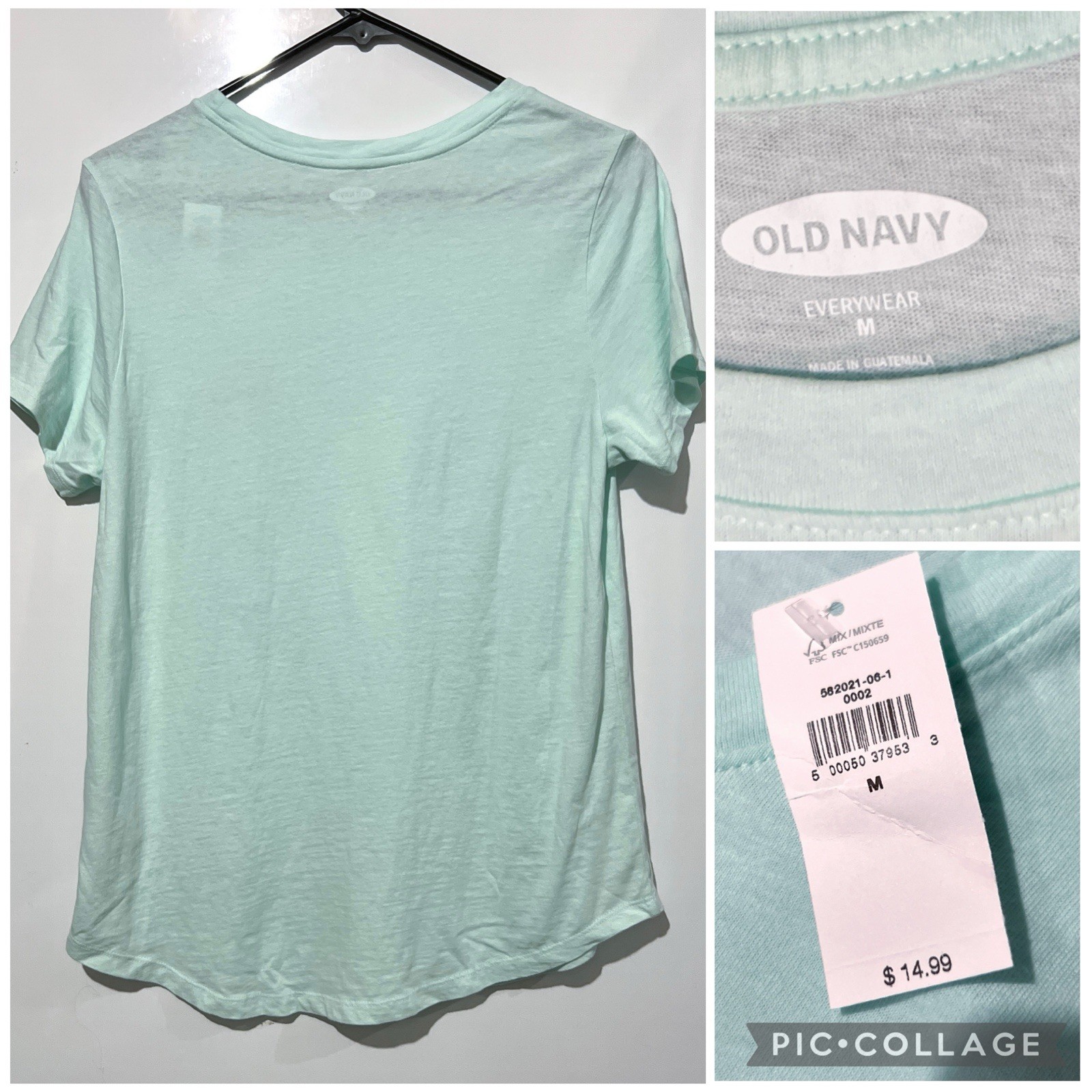 Old Navy Womens T-Shirt Bundle NWT Medium Flamingo Pocket Aqua Gray Blue Tees