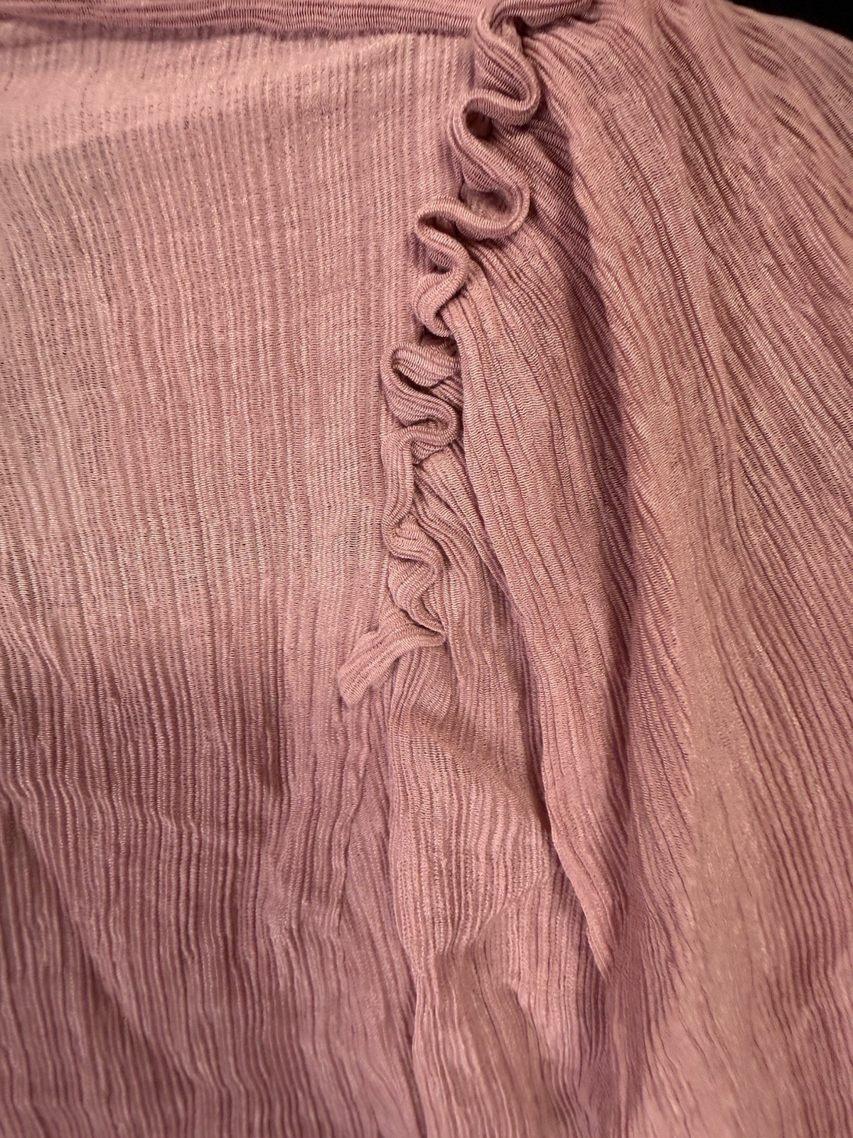 Free People Pink Ribbed Ruffle V-Neck Long Sleeve Button Blouse XS