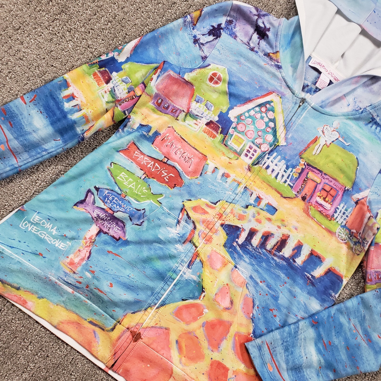 Leoma Lovegrove Hoodie Womens Small Art to wear Beach Cover up Colorful