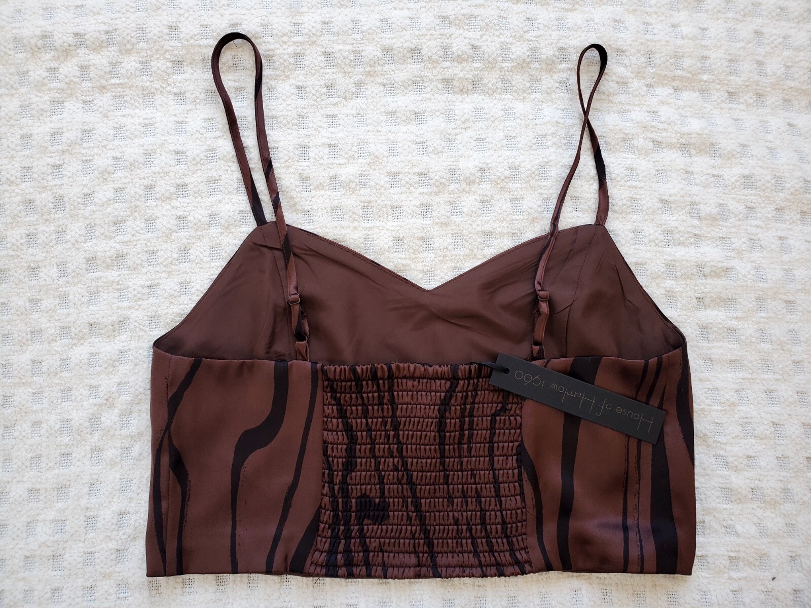 NWTHouse of Harlow 1960 Brown Tiger Print Crop Top Satin Straps Medium