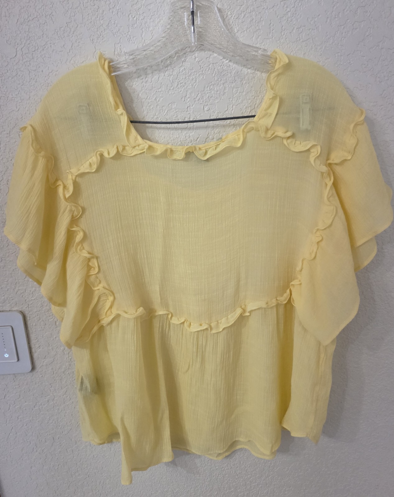 Zac & Rachel Flutter Short Sleeve Ruffled Peasant Boho Blouse Size:M 19″PTP 25″L