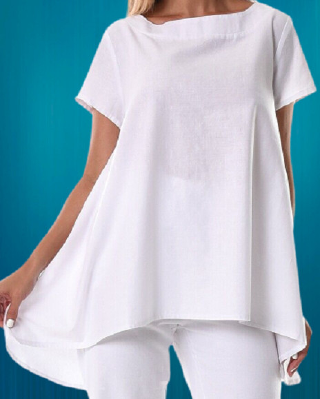 AZUCAR LADIES LINEN / COTTON BLOUSE WHITE SIZE 3X LLB1106-P2 NEW W/TAGS