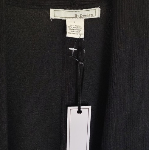 By Design Open Front Cardigan Size L Long Sleeve NWT Rayon Blend Black