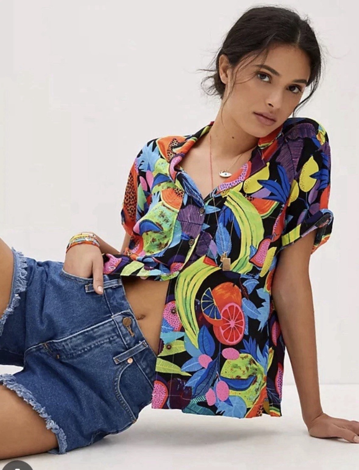 Anthropologie Art Of Orane Sigal Bonanza Surf Buttondown Sz XL Colorful Art