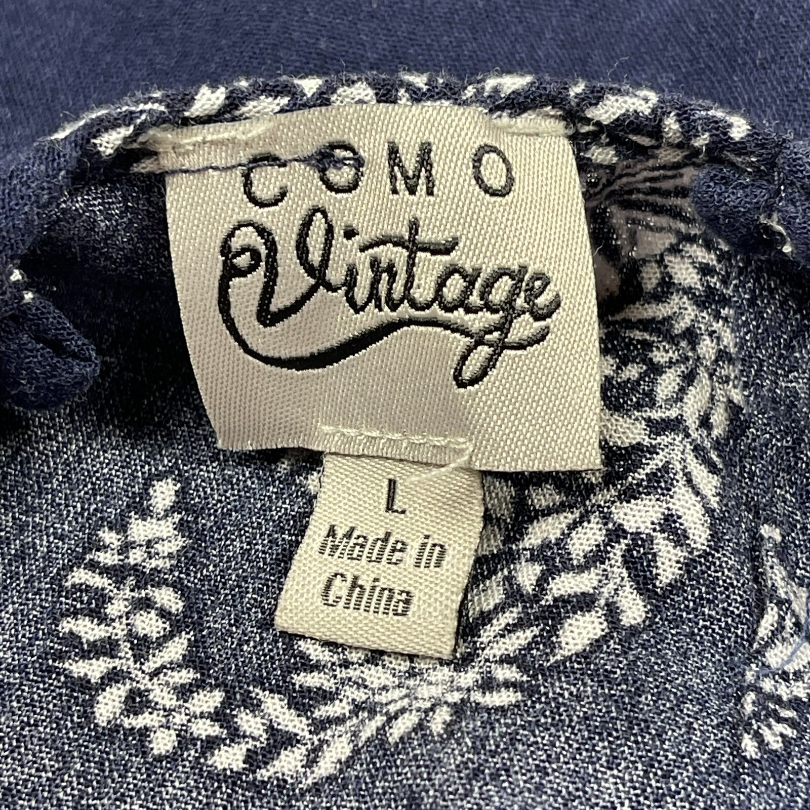 COMO VINTAGE Womens Boho Ruffle Short Sleeves V-Neck Pullover Blouse Size Lg