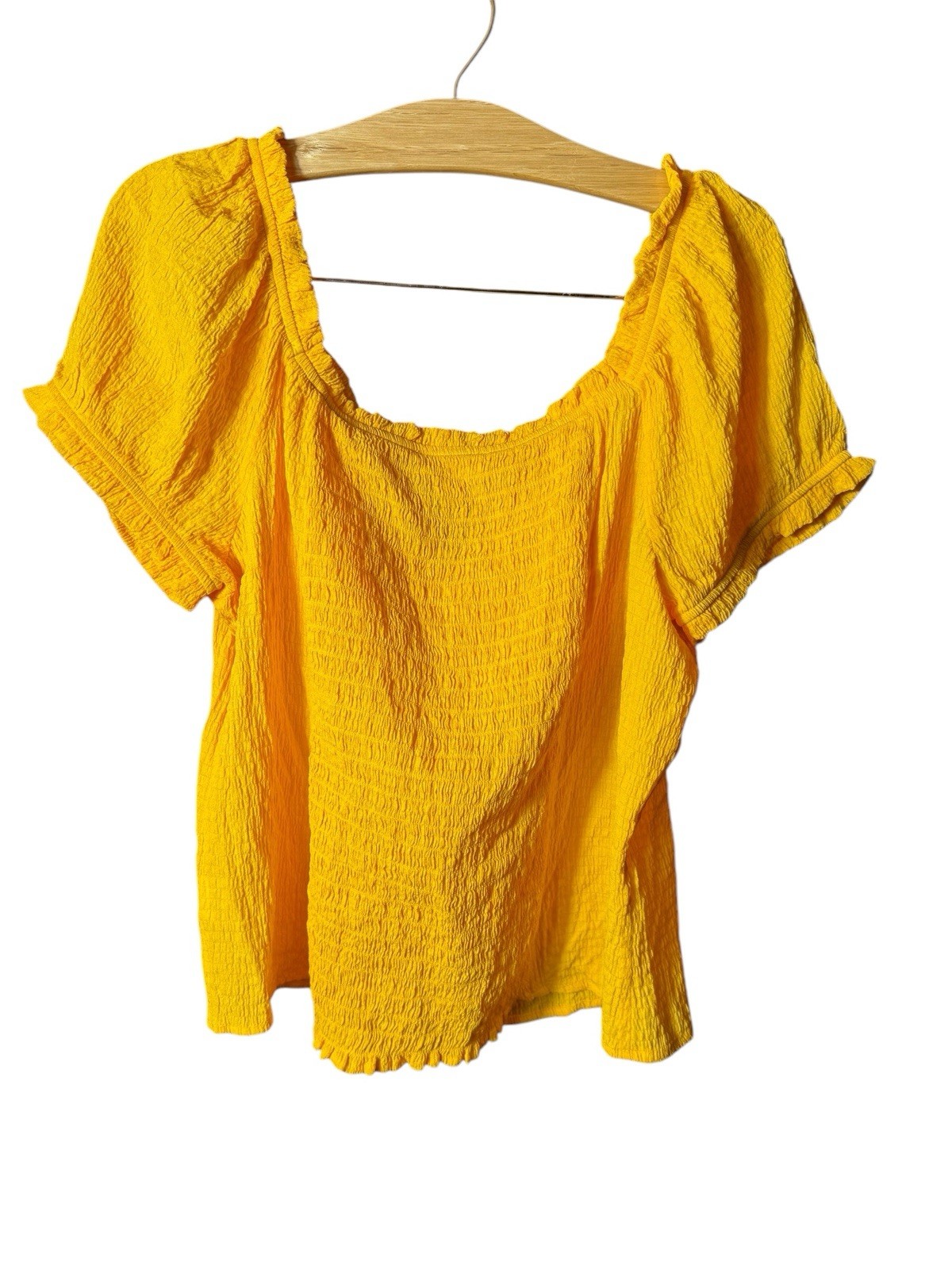 The General Good Stitch Fix Womens XXL Off the Shoulder Crinkle Top Yellow NWOT