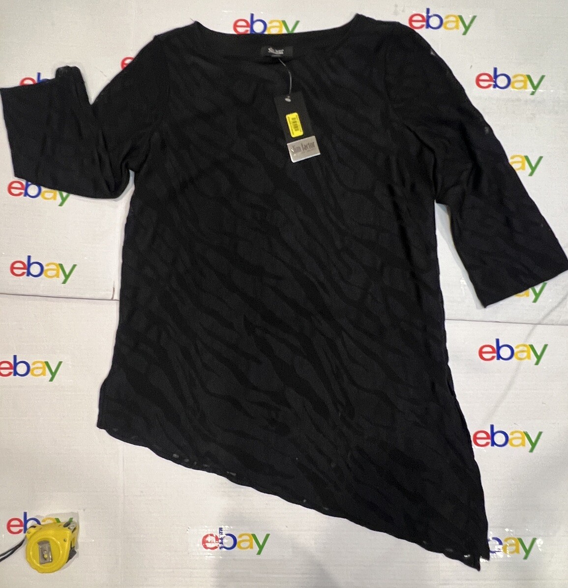 Slim Factor By Investments Lined Blouse Top Small Black Zebra Print