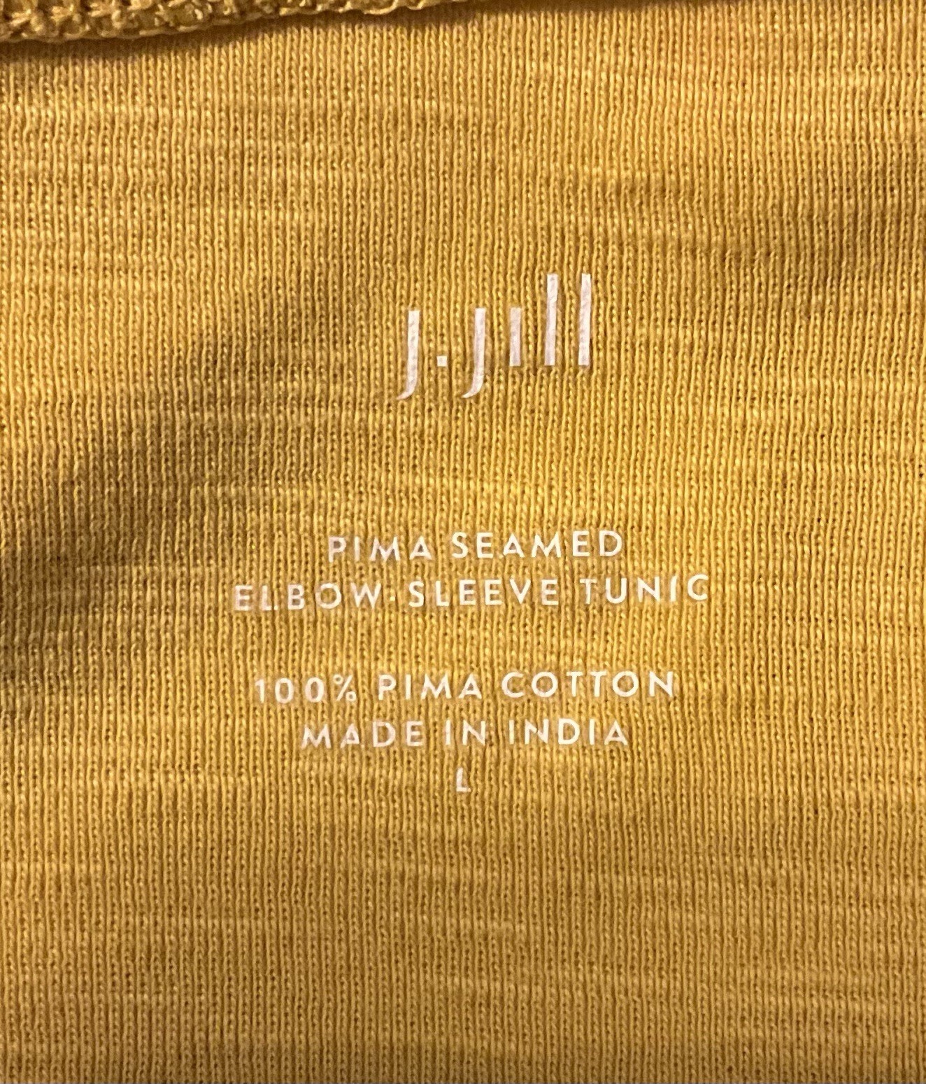 J. Jill Pima Seamed Elbow Sleeve Tunic Sz Lg Yellow Easy Care EUC