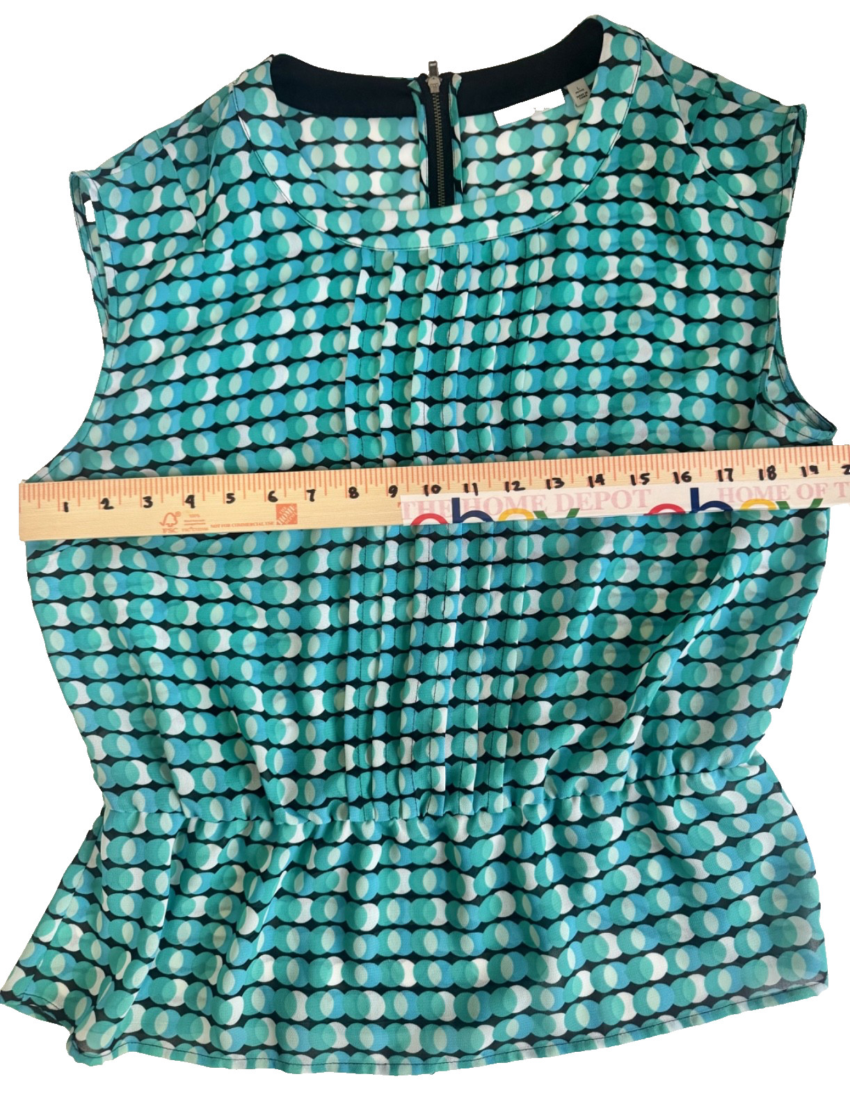Halogen Retro Mod Pring Blouse Womens Sleeveless Career Top Petite Large