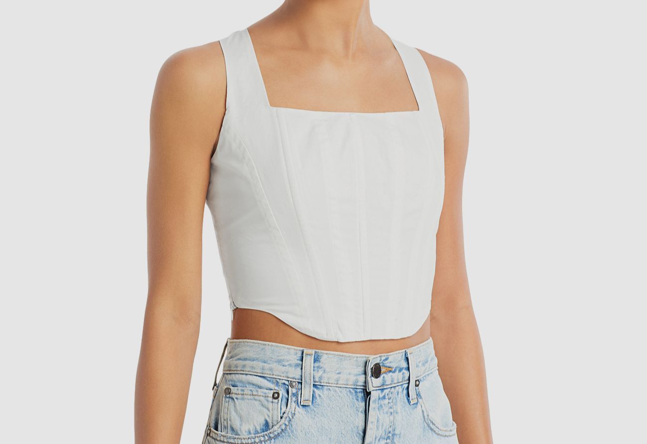 $65 Wayf Women’s White Sleeveless Square Neck Tank Top Size XS