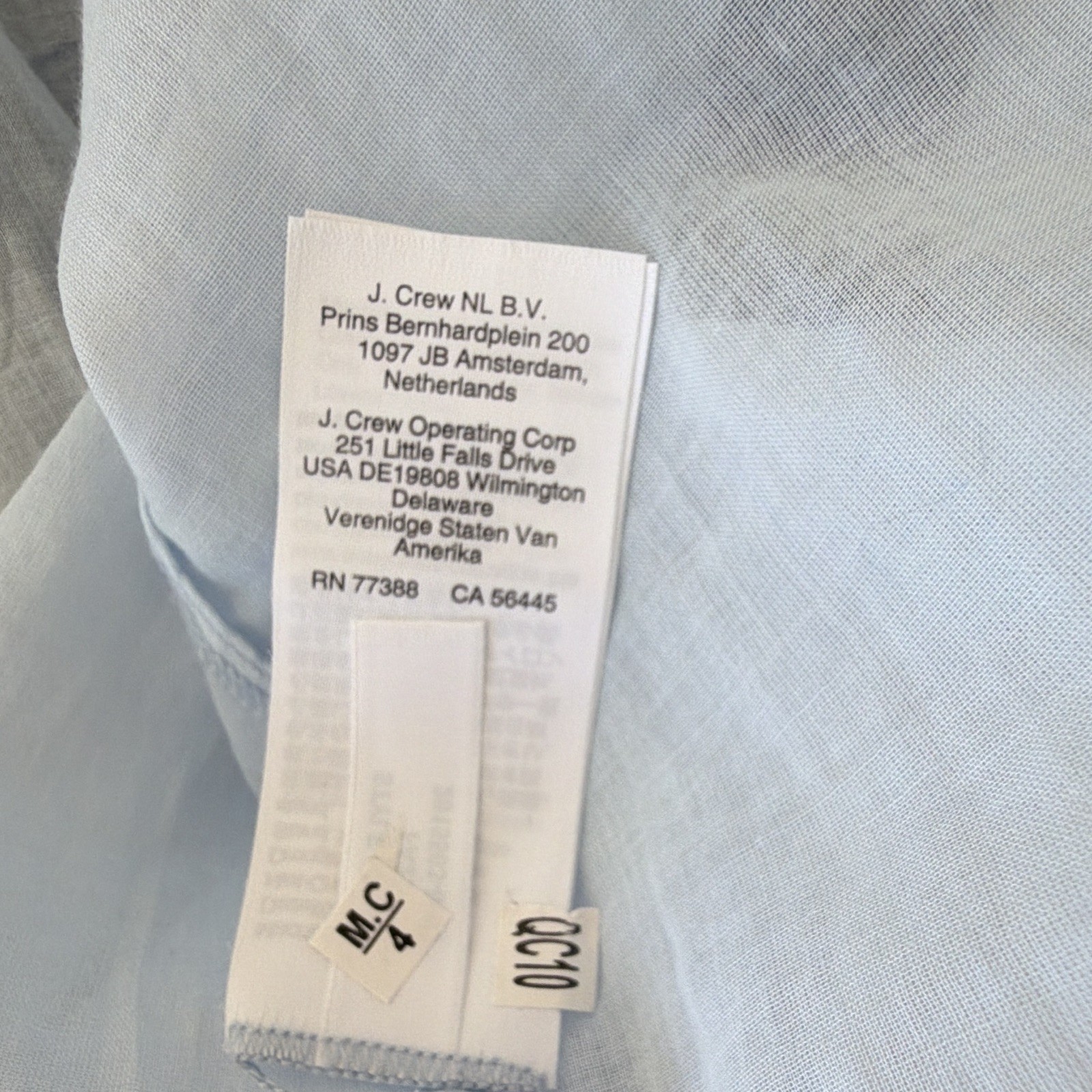 J.CREW Blue Solid 100% Cotton Button-Front Collared Short Sleeve Blouse 8