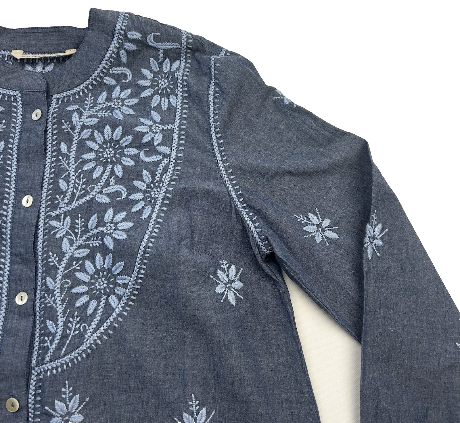 Soft Surronding Embroidey Blue Tunic Boho Coastal Grandma Fairycore size S