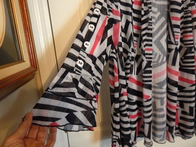 Multiples Open Front Print Mesh Cardigan Top (PM)