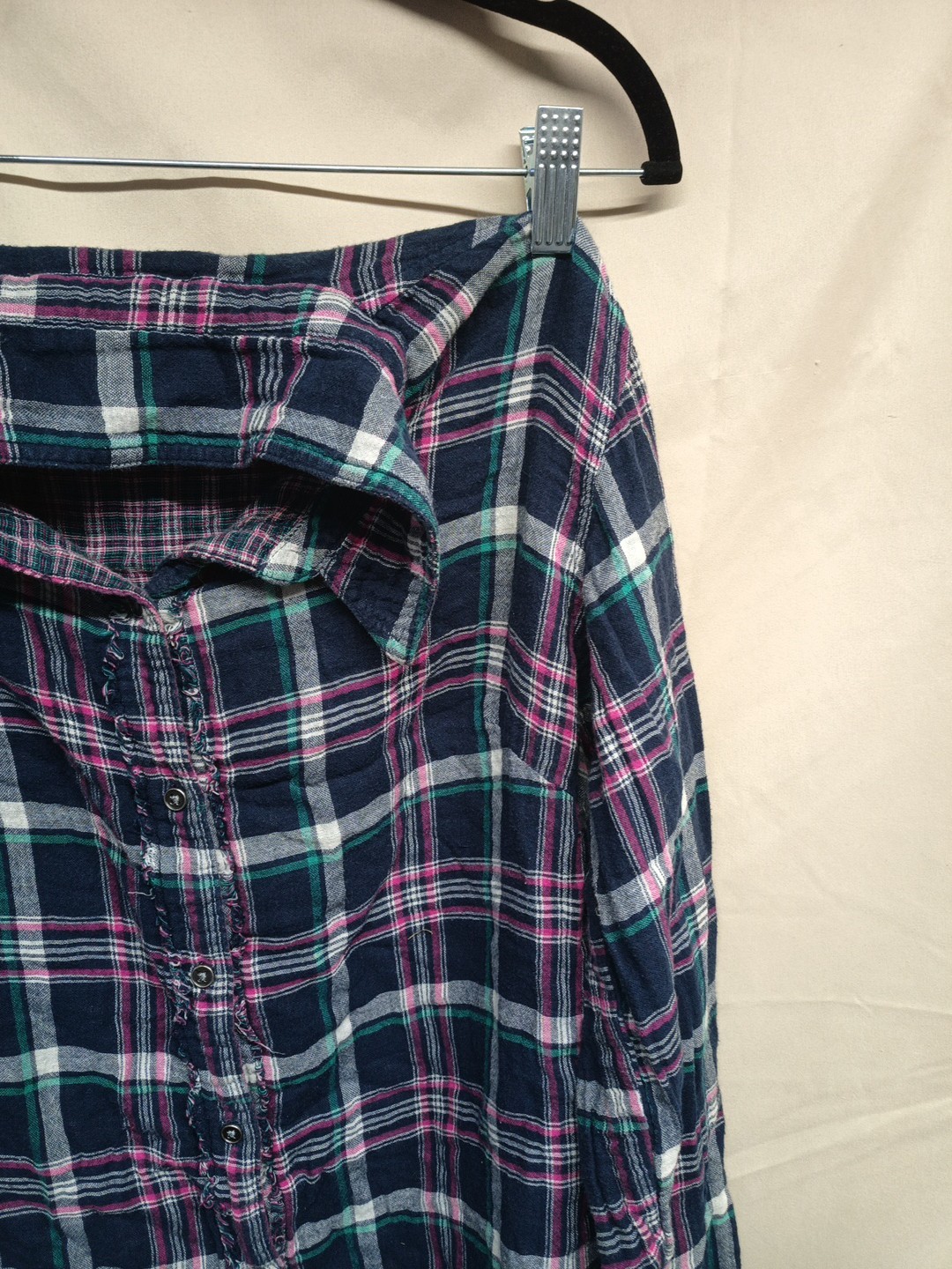 Lee Riders Womens Size M Medium Pink Mix Check Long Sleeve Button Up Shirt