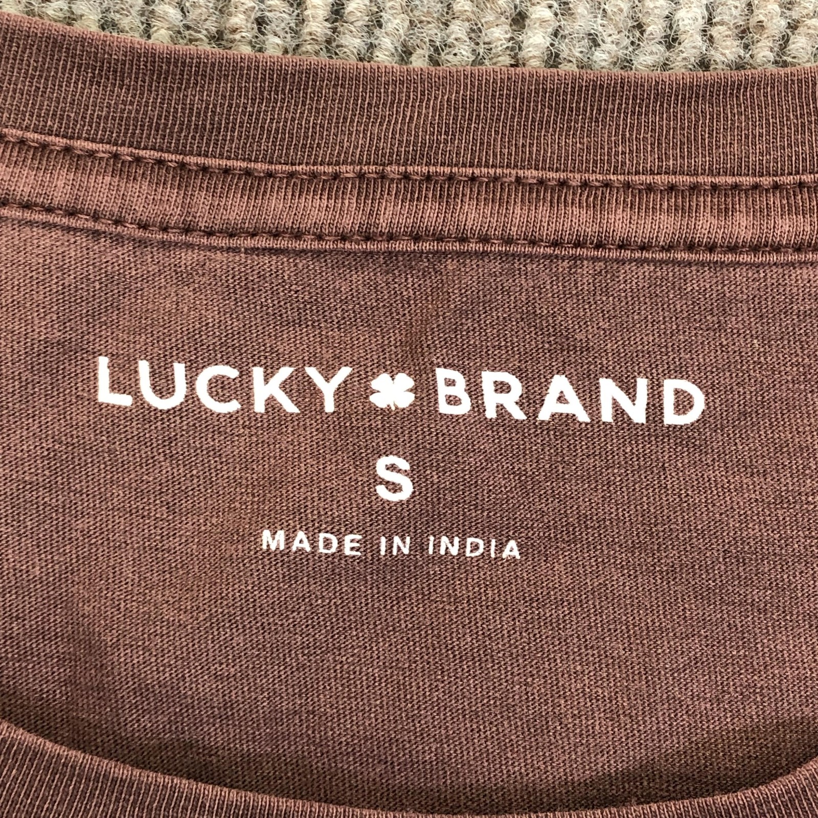 Lucky Brand Shirt Womens S Brown Crew Neck Short Sleeve Lucky Bow Graphic Sample