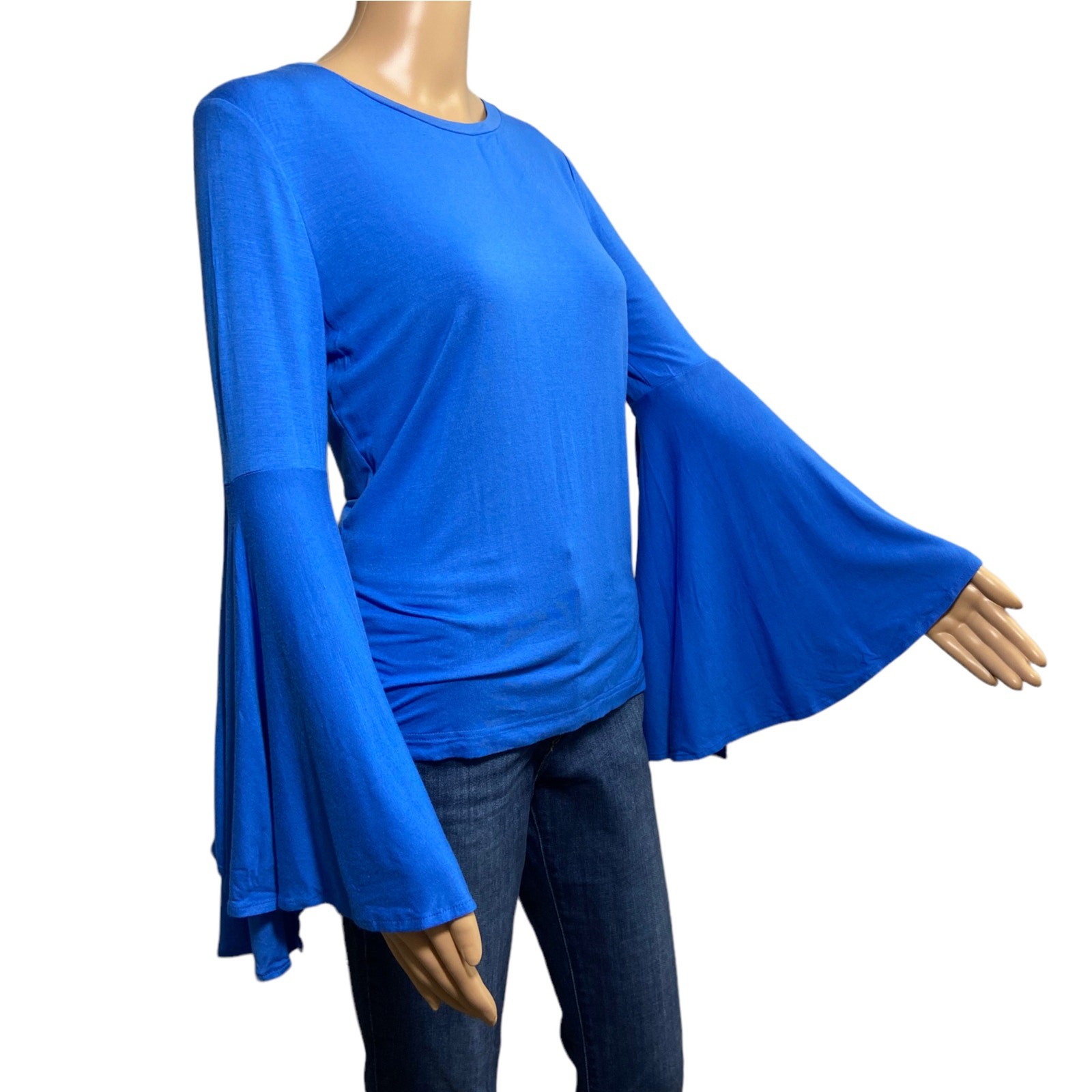 Le Gali Blue Jersy Bell Sleeves Top Size S