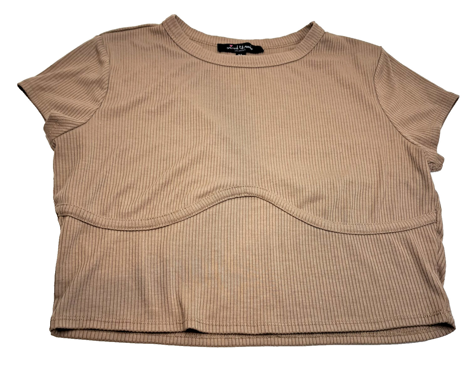 Mixed Threads Los Angeles Ribbed Crop Top Women’s XL Corset Detail Brown