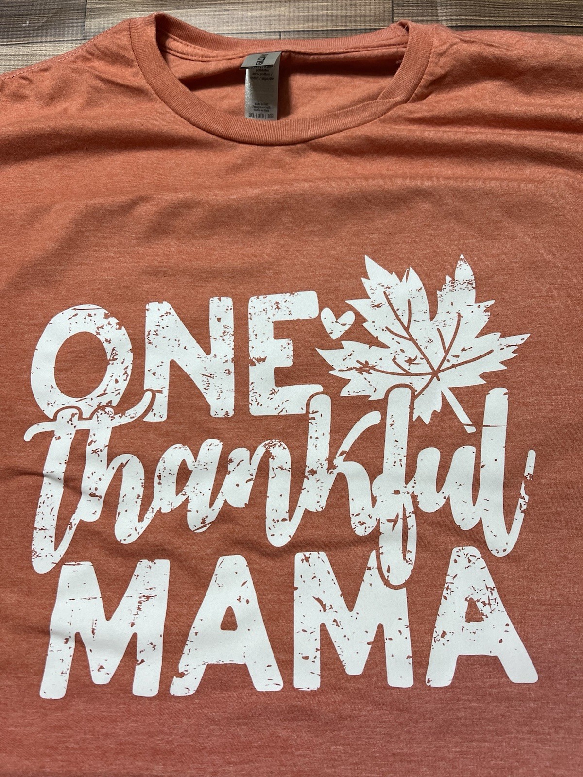 ONE THANKFUL MAMA FALL HEATHER ORANGE 2X LARGE TSHIRT
