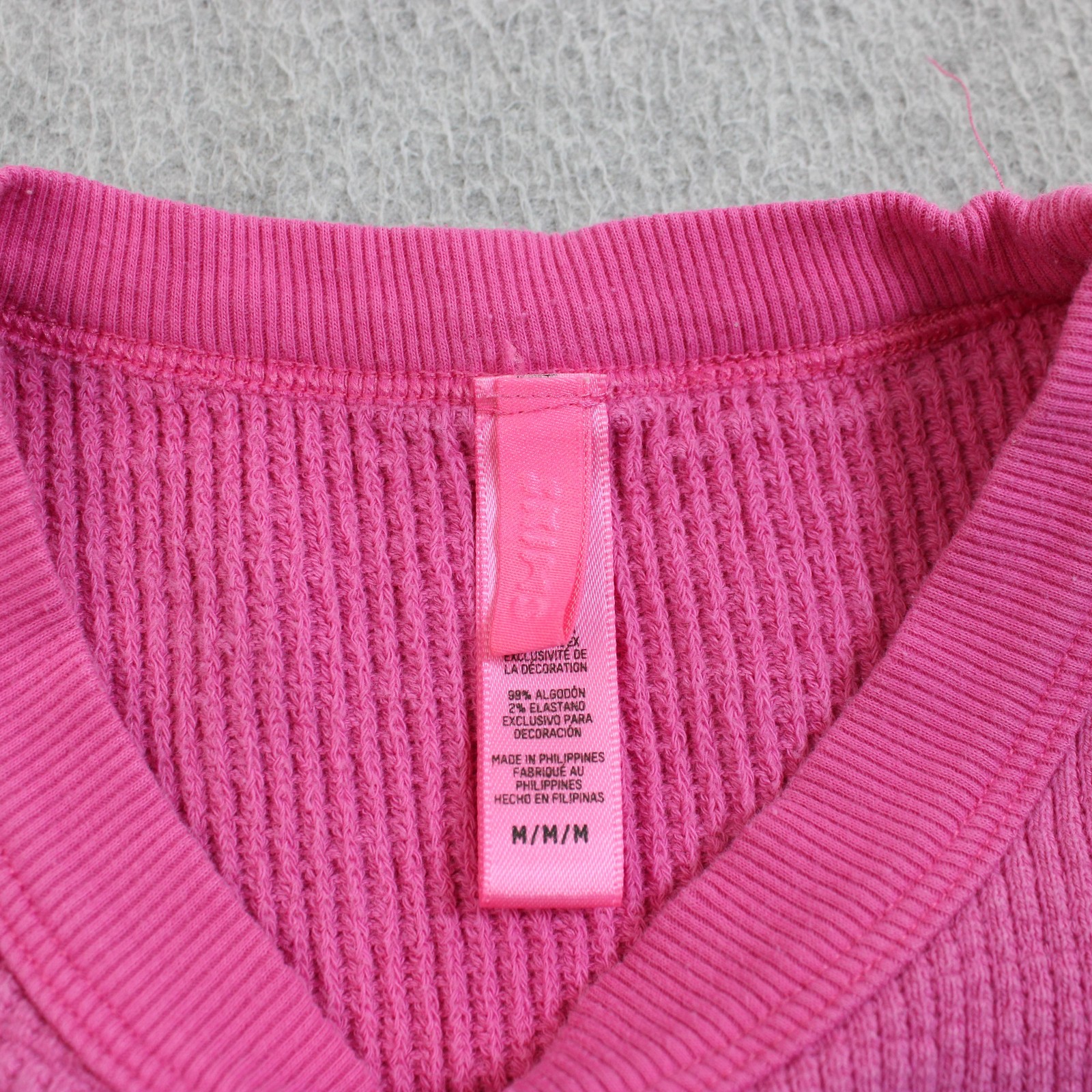 Skims Thermal Shirt Women Medium Pink Waffle Lettuce Hem Long Sleeve Stretchy