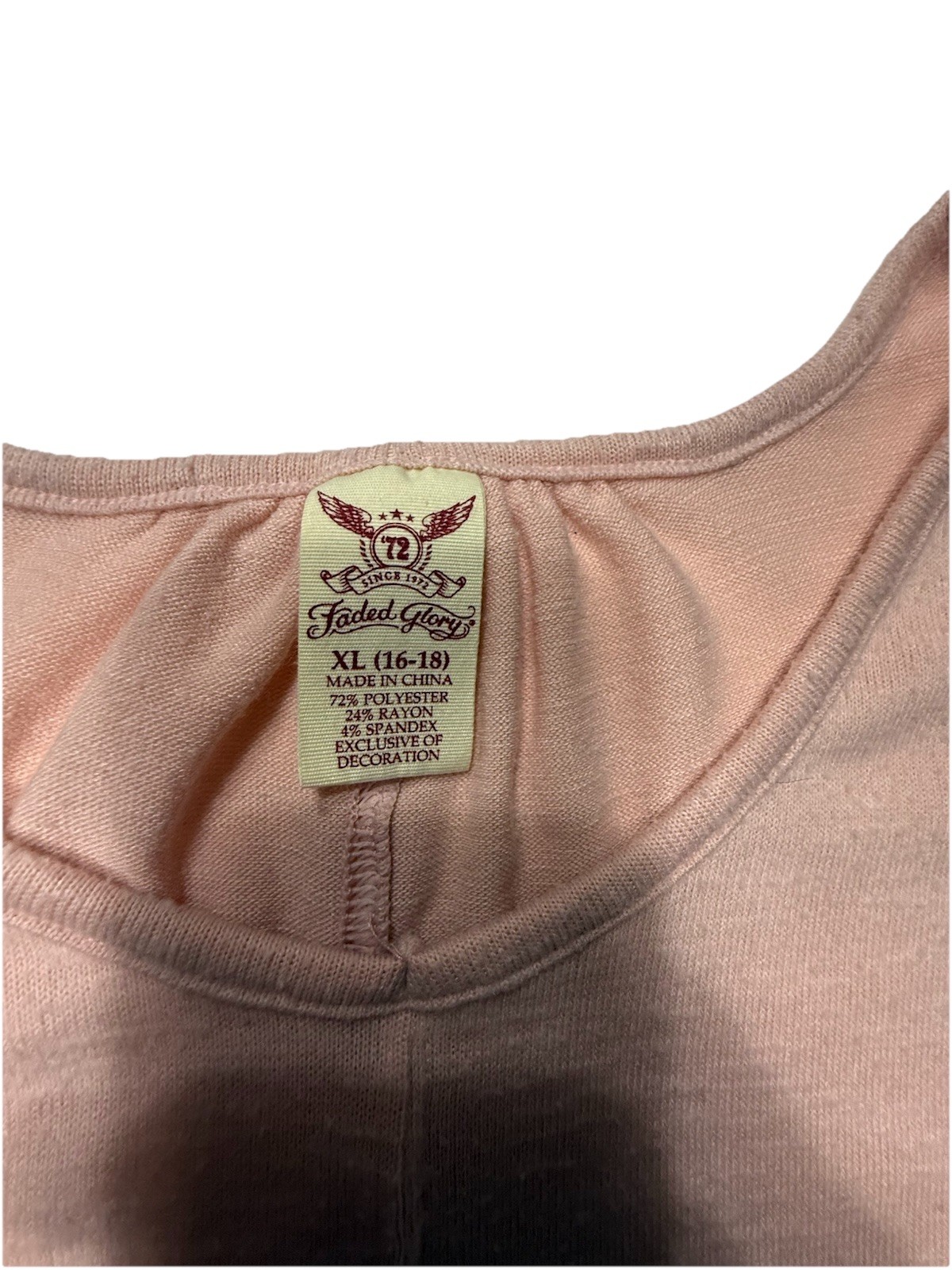 Faded Glory Pink Blush Asymmetrical Hem Knit Top XL 16-18