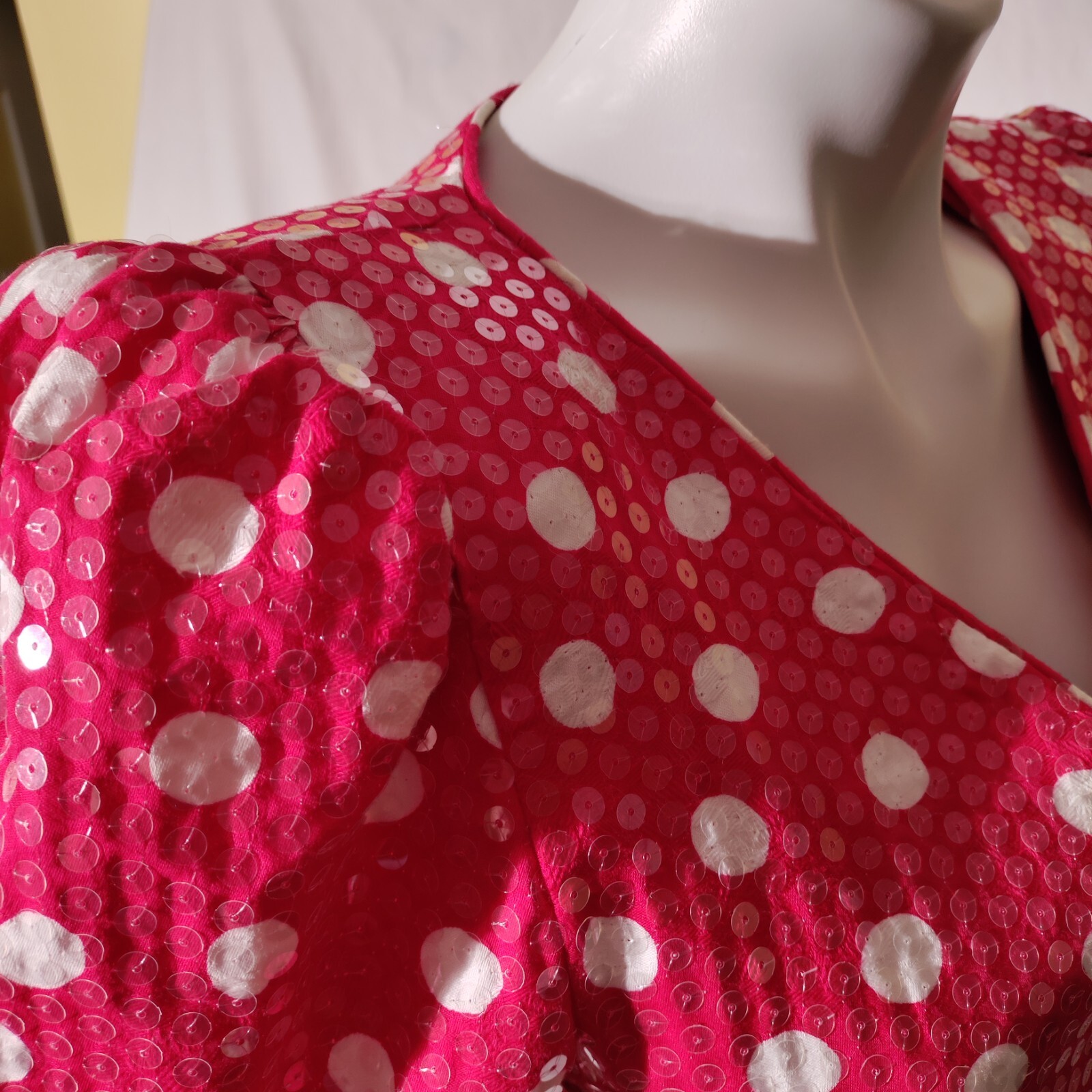Rickie Freeman for Teri Jon Pink White Polka Dot Fun Vintage Size 4 100% Cotton