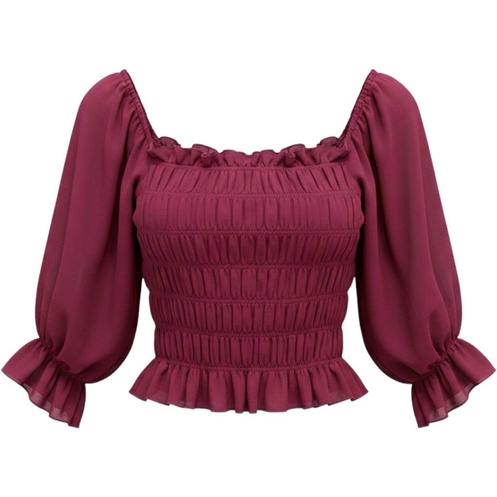 Urban Outfitters Boho Crop Top Fairy Grunge Purple Ruffle Balloon Slv Womens XS