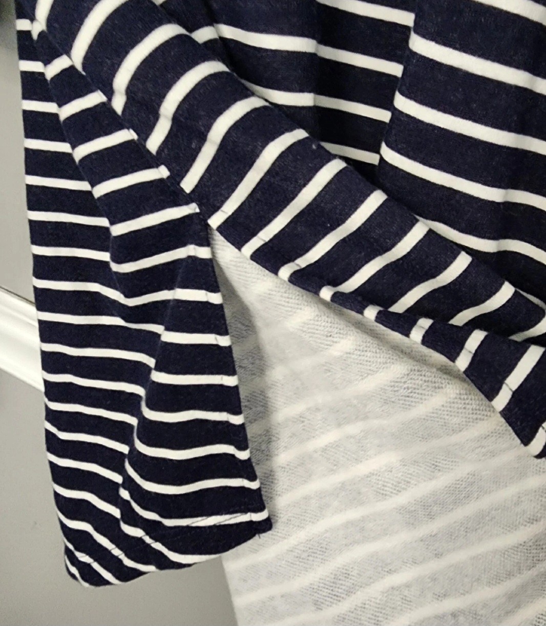 Caslon Navy White Striped Long Sleeve Top Sz M