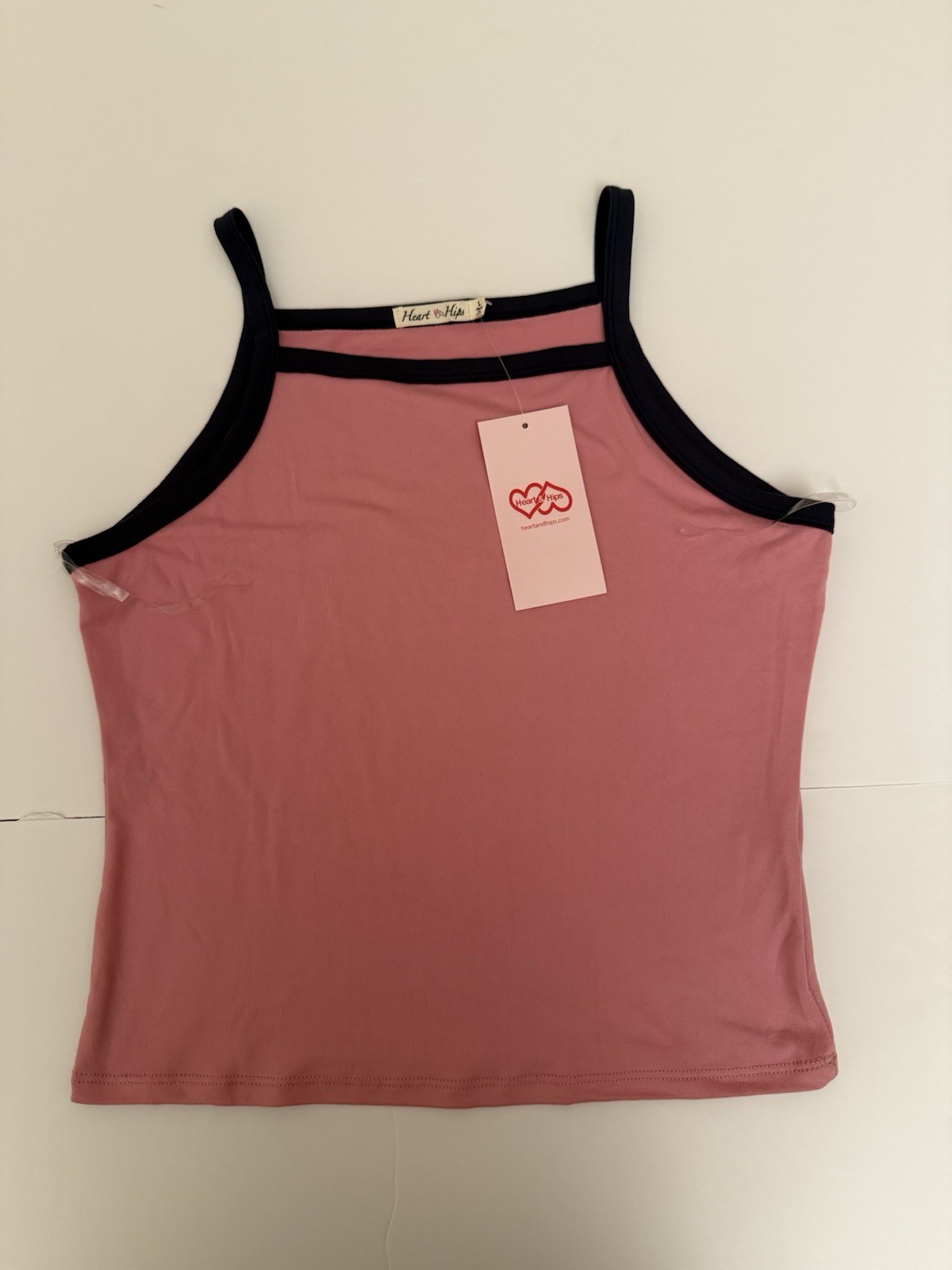 Hearts & Hips Women’s Large Pink Navy Camisole Tank Top NWT
