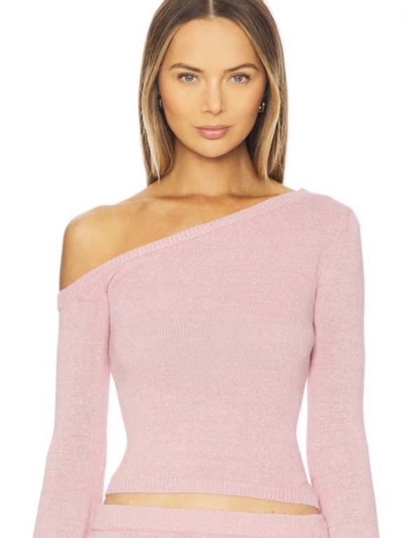 SER.O.YA Alivia Knit Top Women’s Small Pink One Shoulder