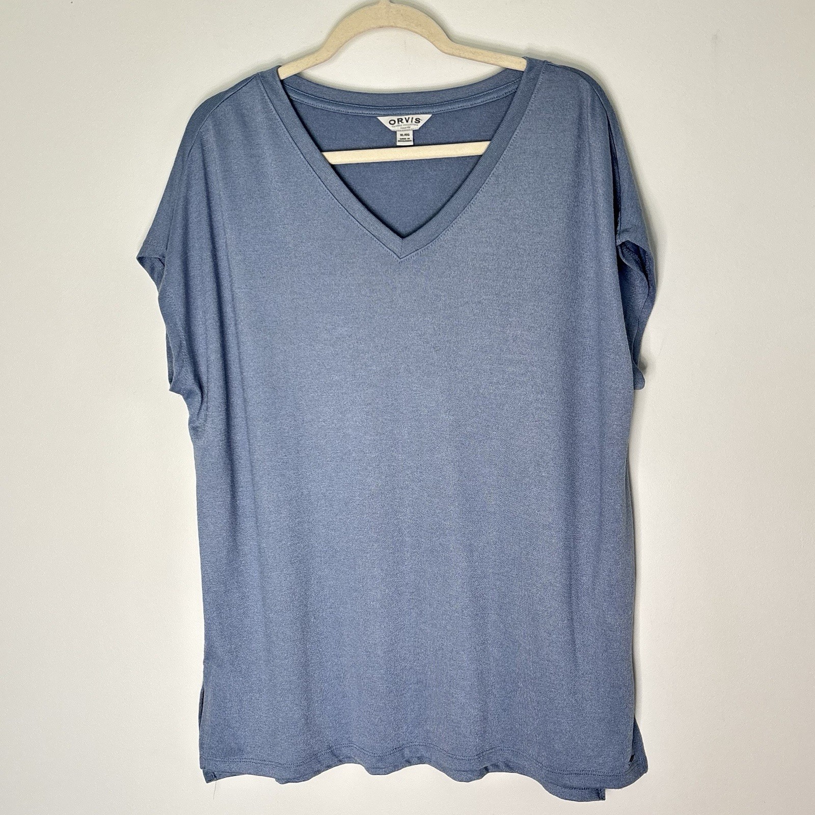 Orvis Women’s Vneck Tunic Shirt Dolman Sleeves Size XL *E75