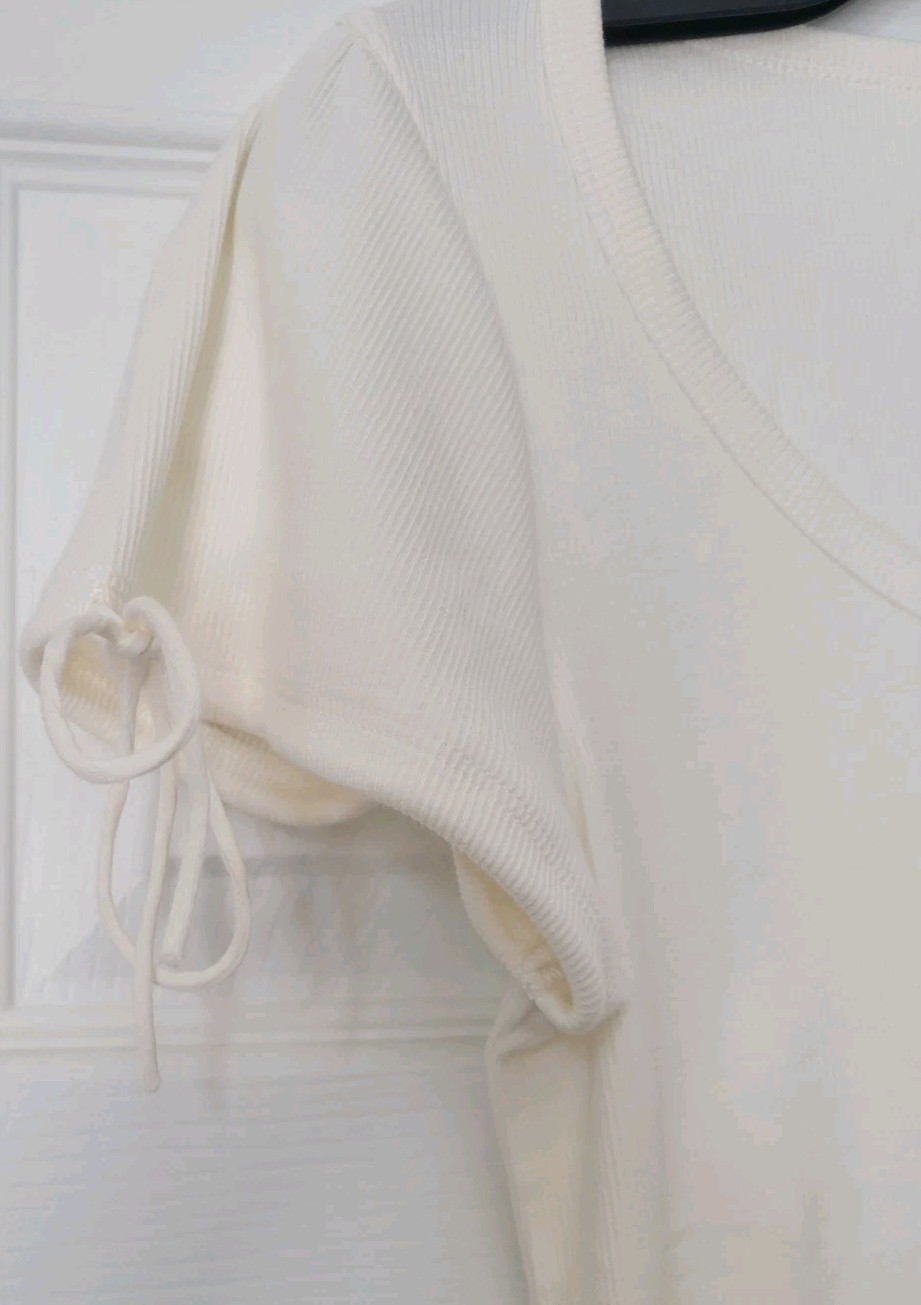 jcrew Perfect rib button-up Top With Satin Trim IVORY NWT $59.50 M