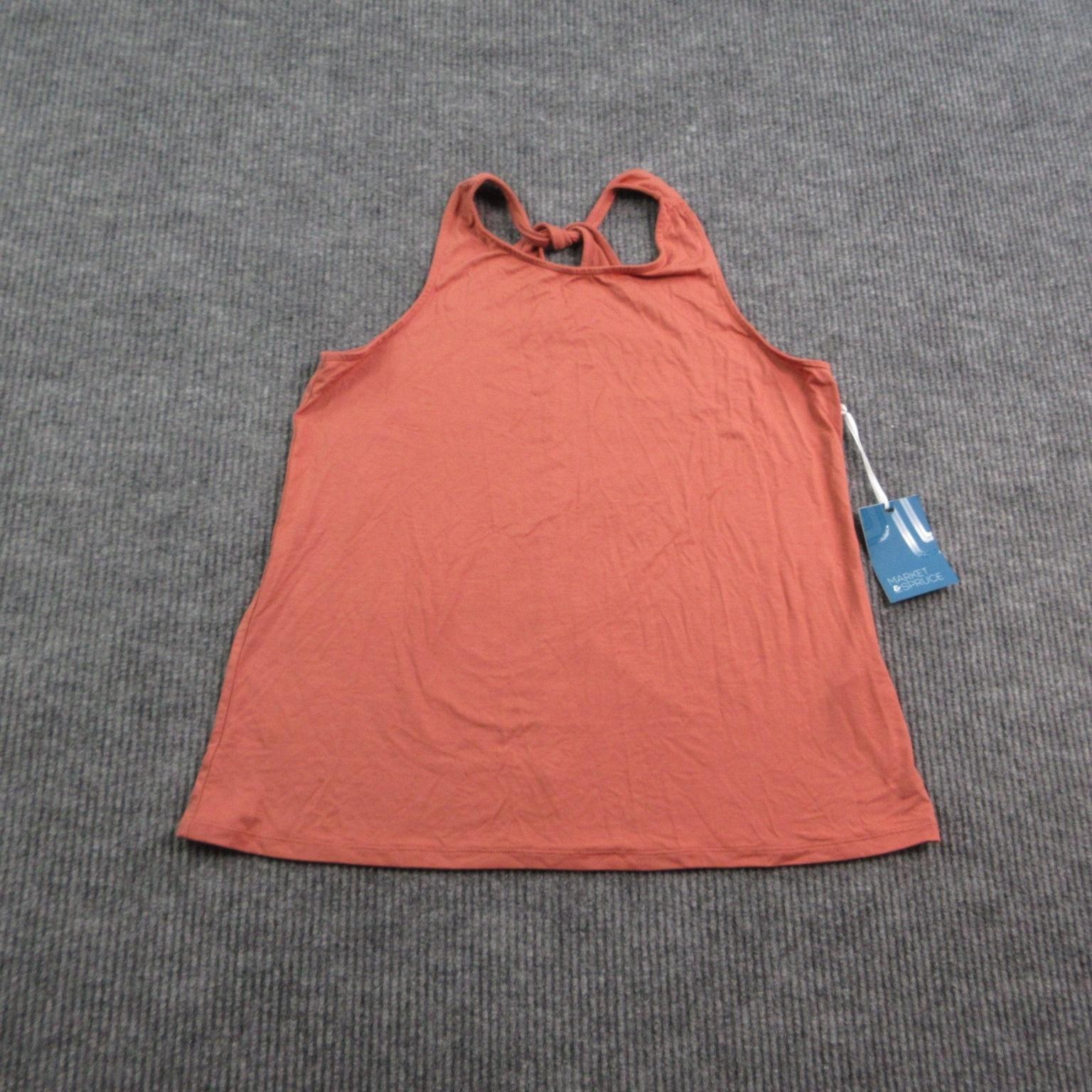Market & Spruce Tank Womens Large Red Brown Blend Tunic Halter Rayon Spandex NWT