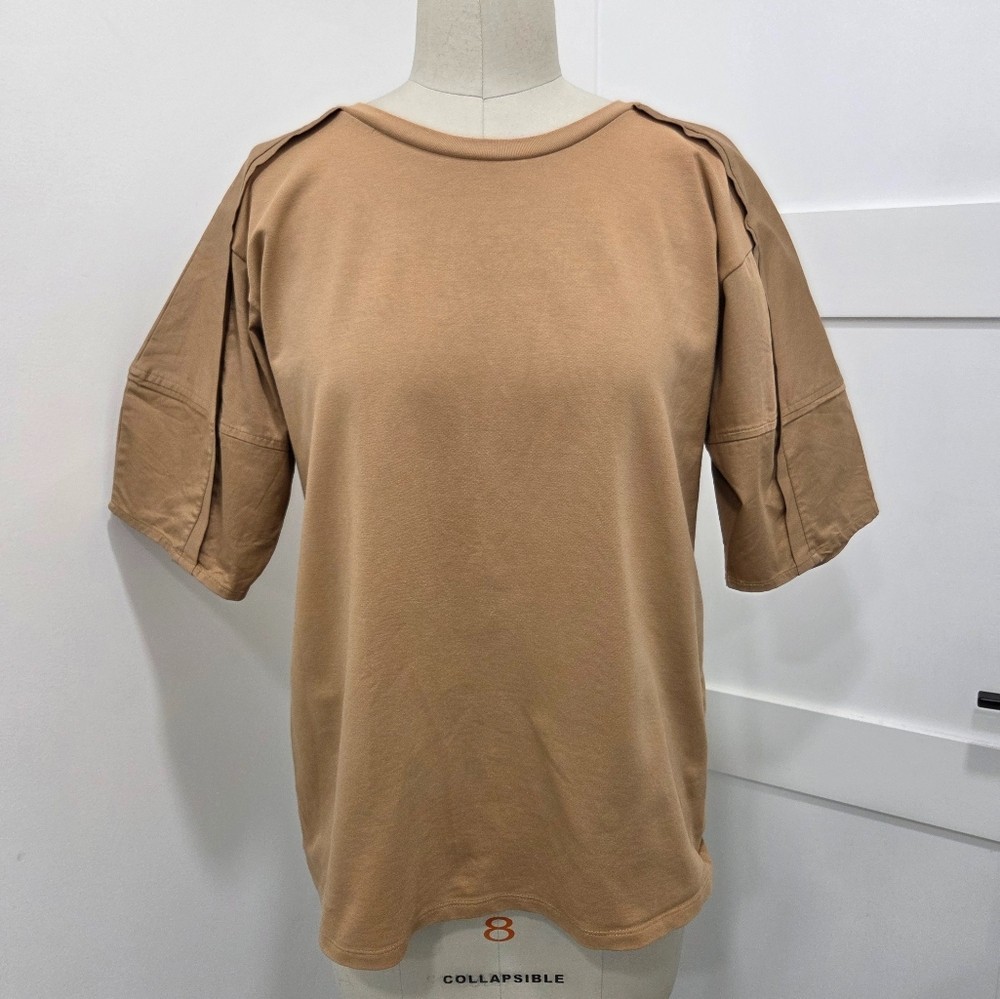 IPEKIOL Natural Women’s Tan Short Sleeve Blouse Size M