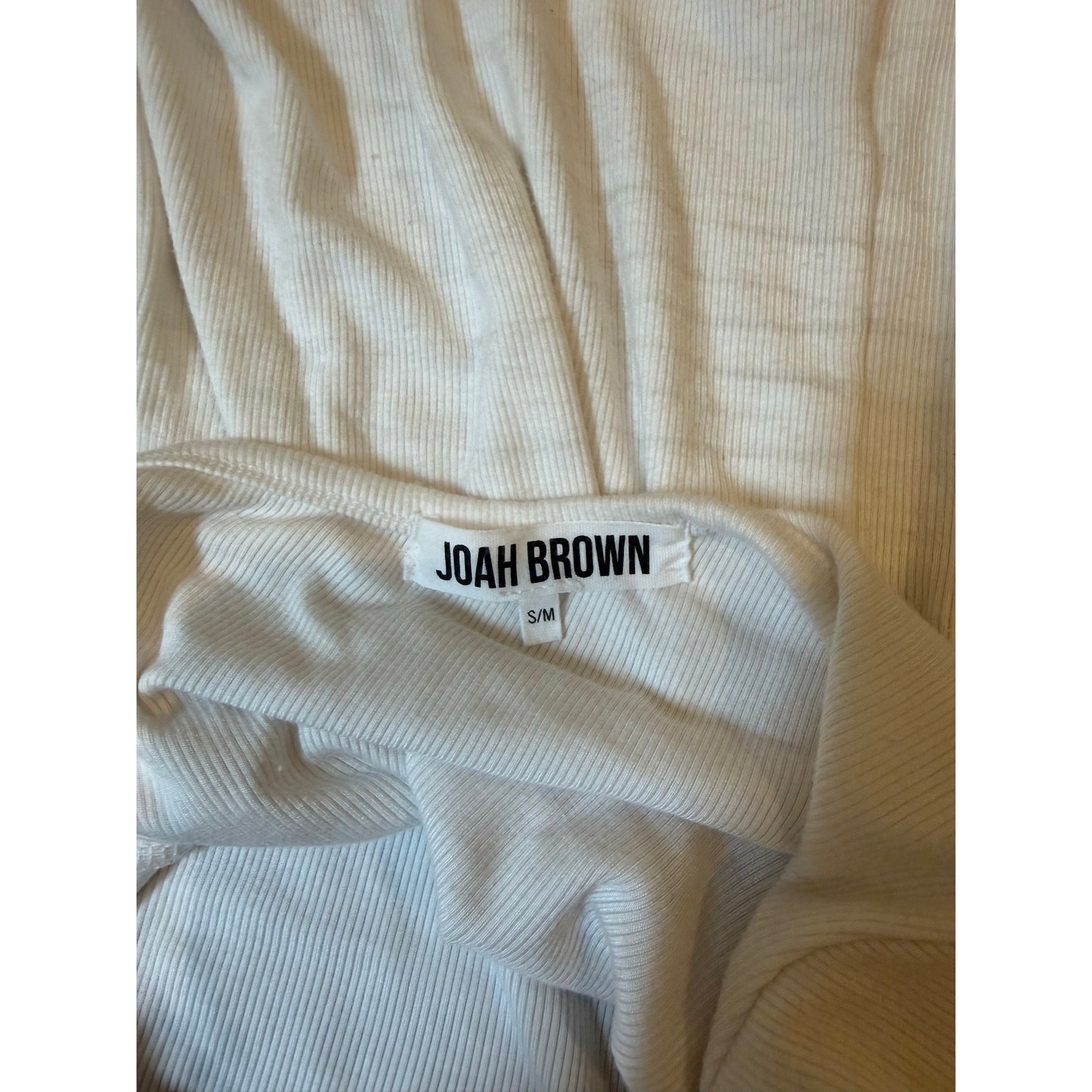 JOAH BROWN White One Shoulder Long Sleeve Fitted Top S/M EUC