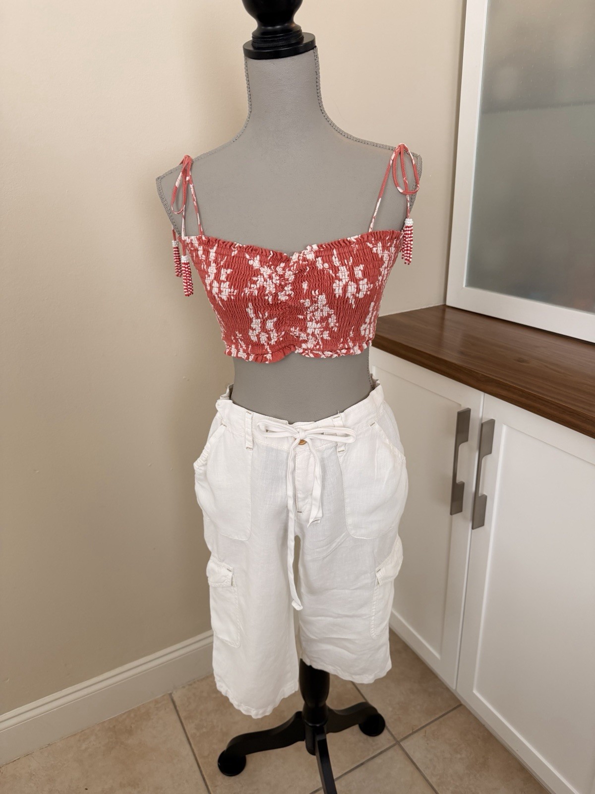 House of Harlow 1960 Boho-inspired Beaded Festival Sweetheart Crop Top – Size S