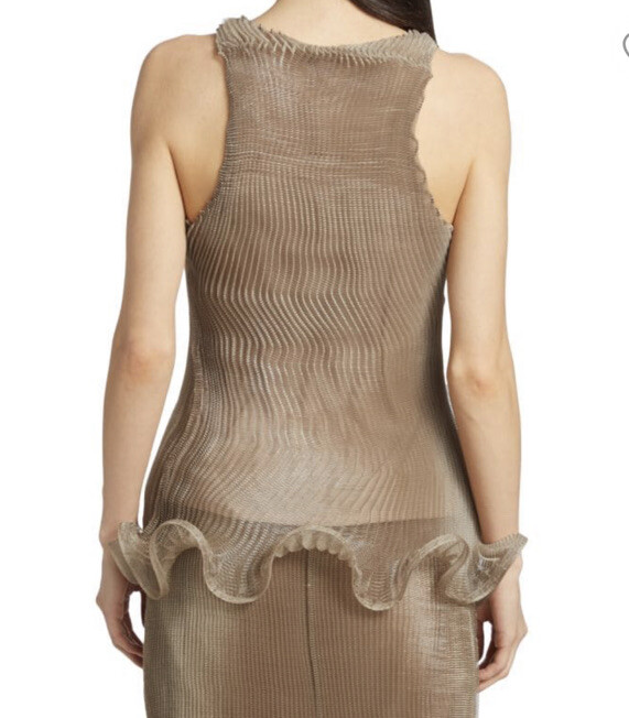 New $2385 GIVENCHY Flared Hem Organza Top Color: PALE GOLDEN One Size Italy