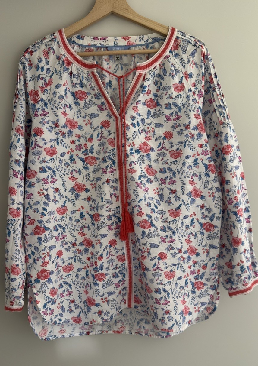 New Joules Yolanda Tunic Embroidered Kaftan Blouse Top – Size 12 RRP £59.95