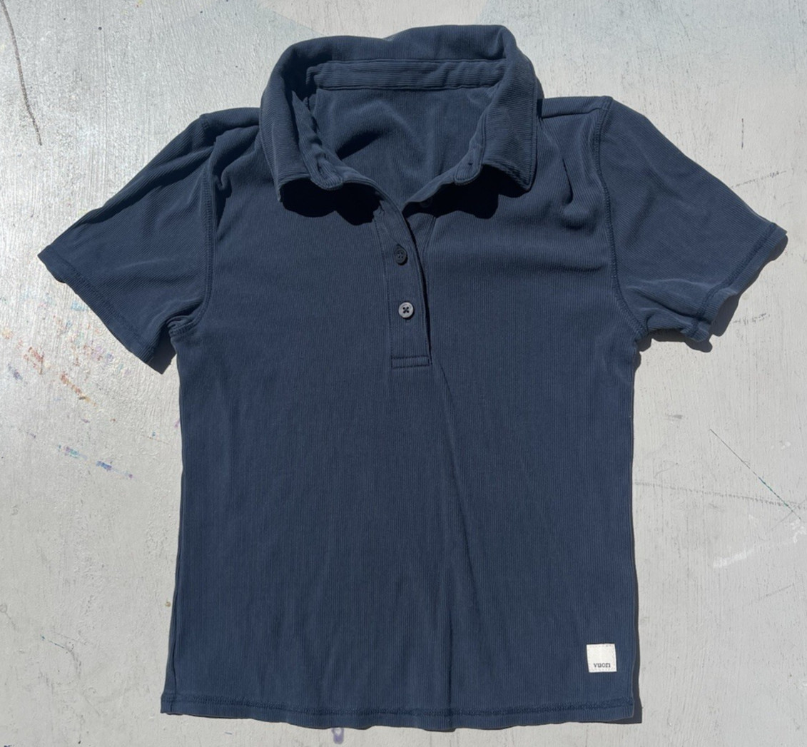 Women’s Vuori Polo Blue Gray Solid S Casual Normcore City Classic Prep Business