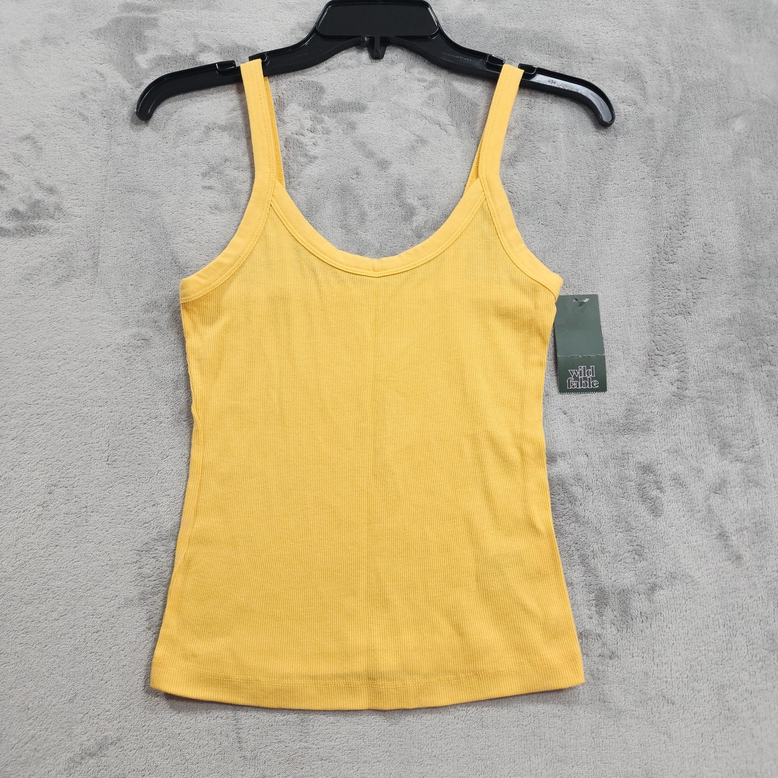 NEW Wild Fable Top Womens XS Yellow Scoop Neck Ribbed Cami Tank Stretch Casual