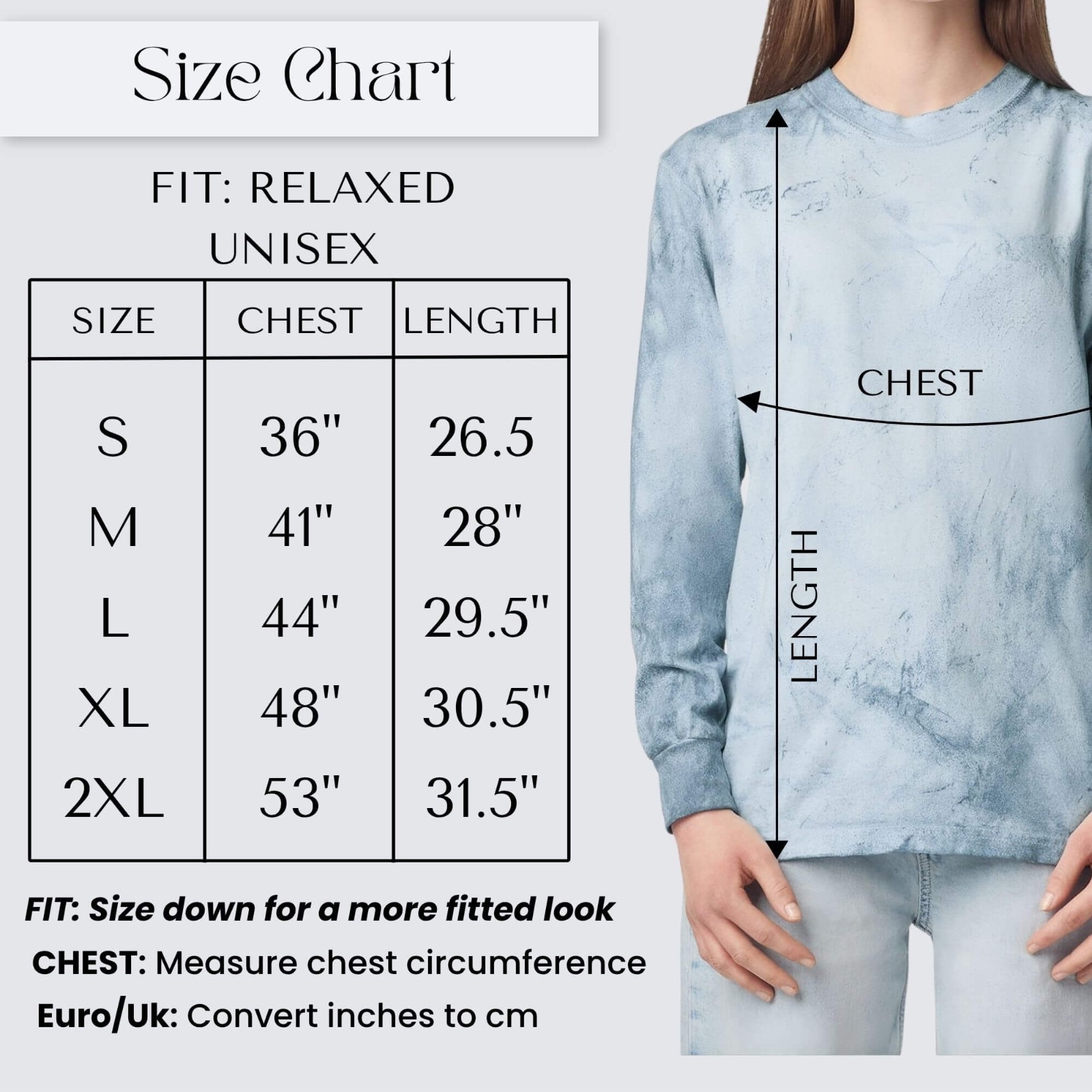 Floral Lotus Blue Tie Dye Long Sleeve Shirt Women | 100% Cotton Comfort Colors