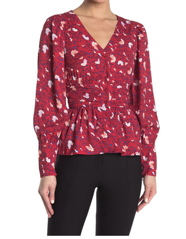 WALTER BAKER Clara Printed Peplum Blouse-NWT-XS