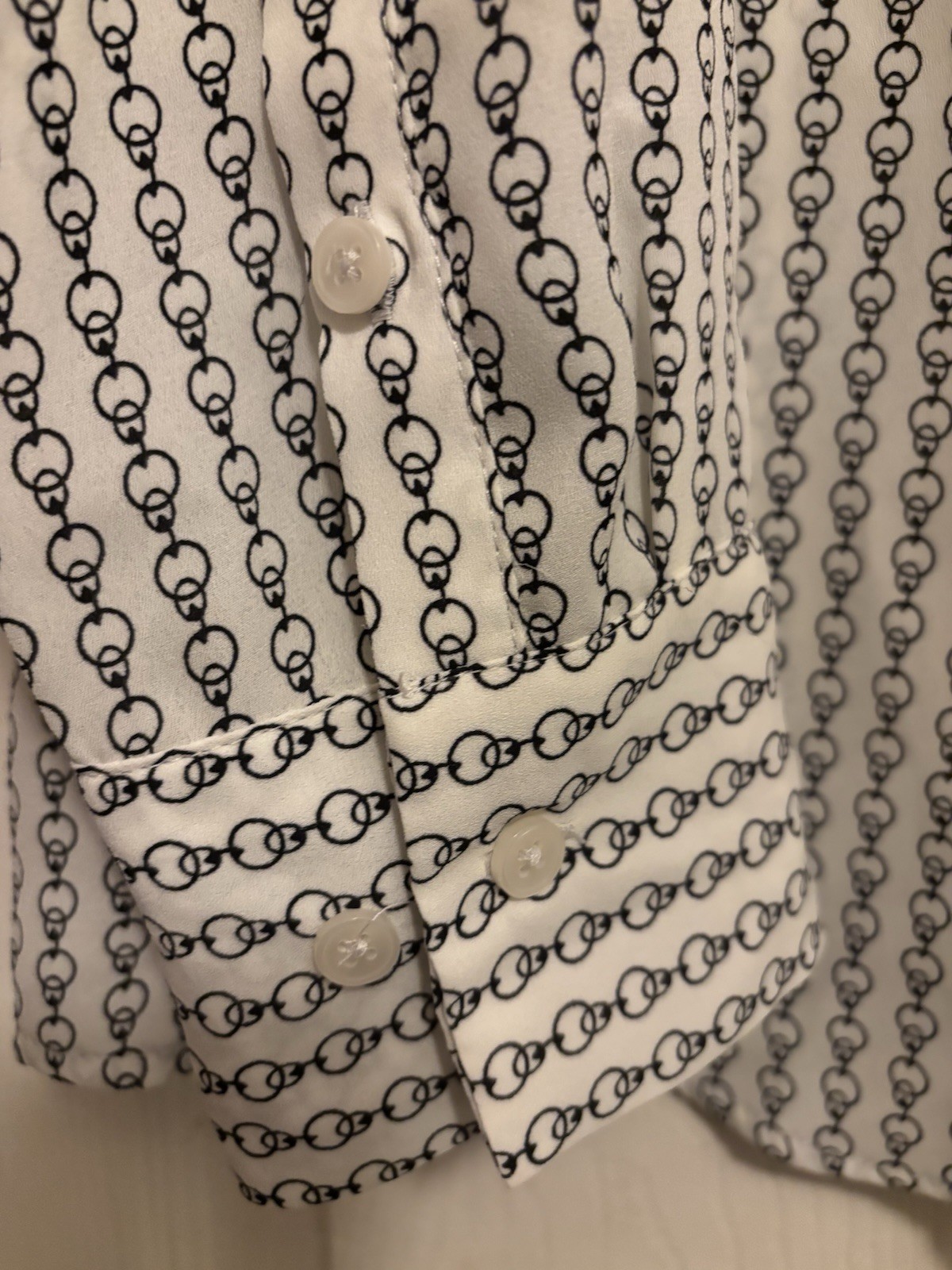 Women’s INC International Concept Size XXL Button Up Long Sleeve Ivory/Black