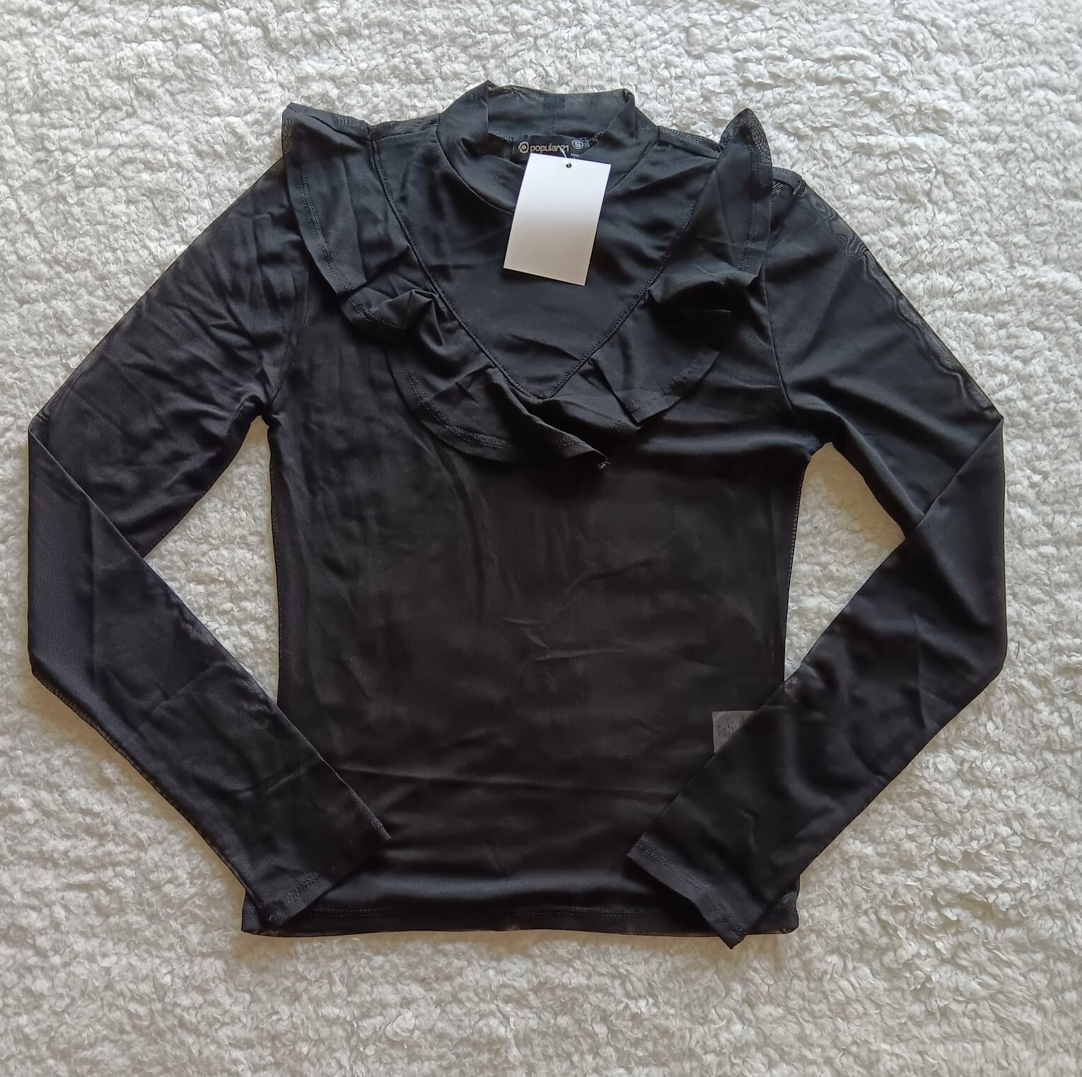 Popular 21 Junior’s Black Sheer Long Sleeve Blouse Top Size Small NEW
